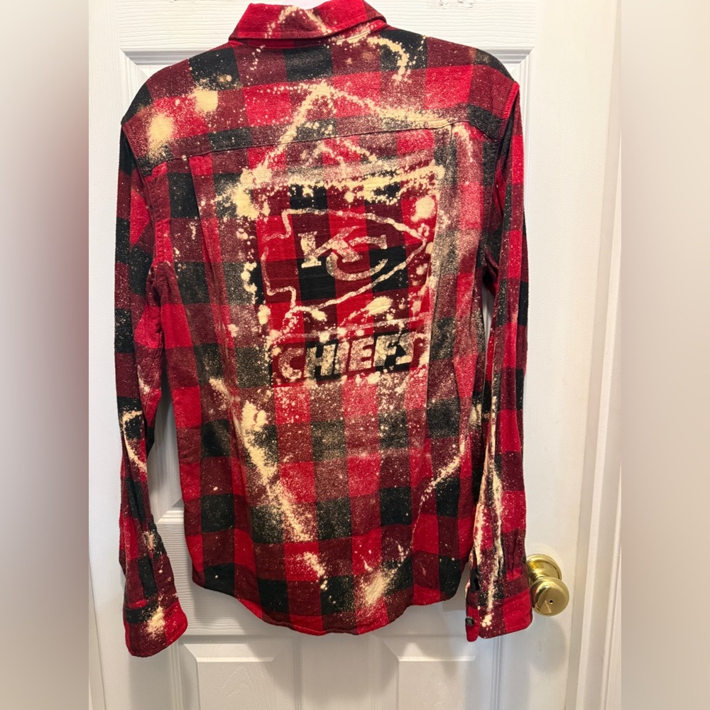 Custom Kansas City Chiefs Red & Black Plaid Flannels